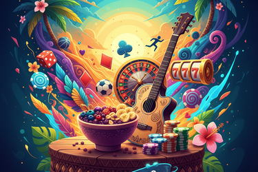 Ilustração artística de um violão com notas musicais flutuando, remetendo à MPB.